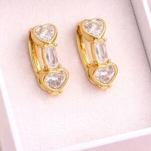 Heart huggy hoop earrings